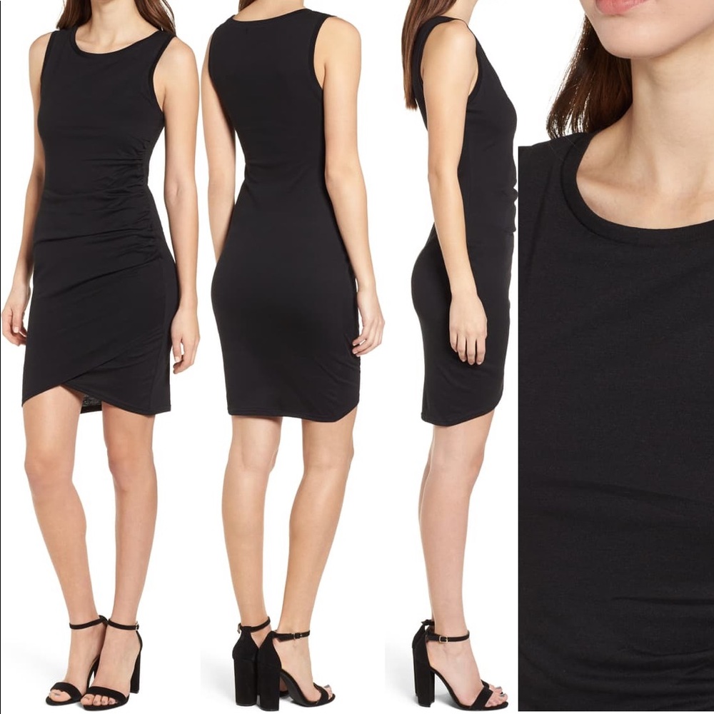 Ruched body con tank dress